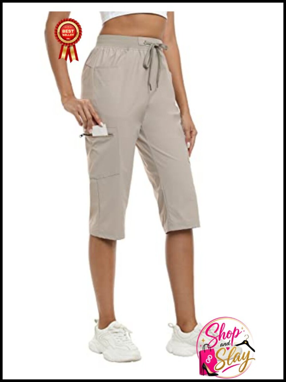 Ice Cool Womens Cargo Capri Hiking Pants Quick Dry UPF 50+ Pockets